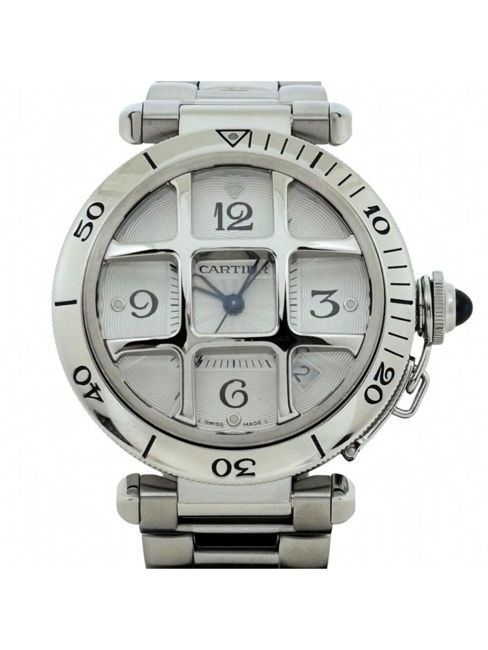 Cartier Pasha 38 Dome Grit Silver Stainless Steel Automatic